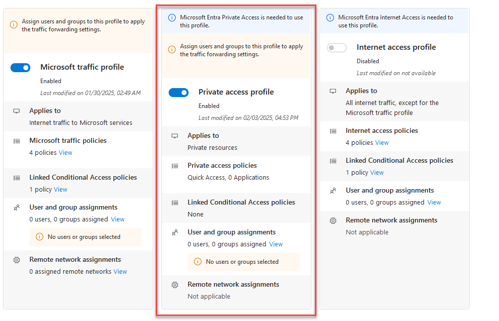 Private Access Traffic forwarding enabled